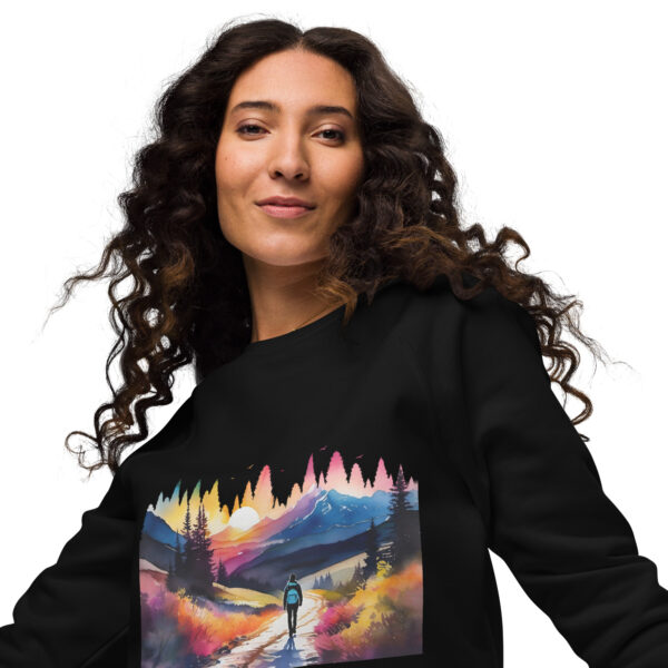 Neon Forest Hike - Unisex organic raglan sweatshirt - Image 2