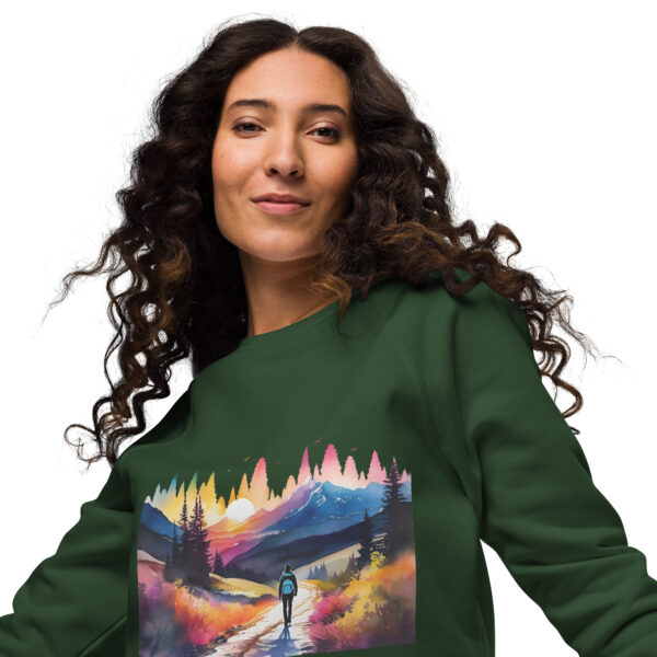 Neon Forest Hike - Unisex organic raglan sweatshirt - Image 11