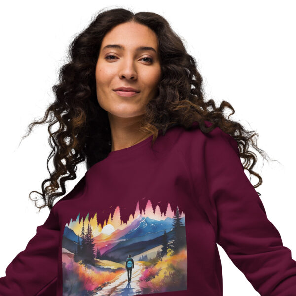 Neon Forest Hike - Unisex organic raglan sweatshirt - Image 5