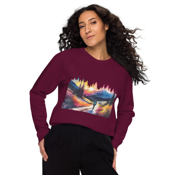 Neon Forest Hike - Unisex organic raglan sweatshirt - Image 4