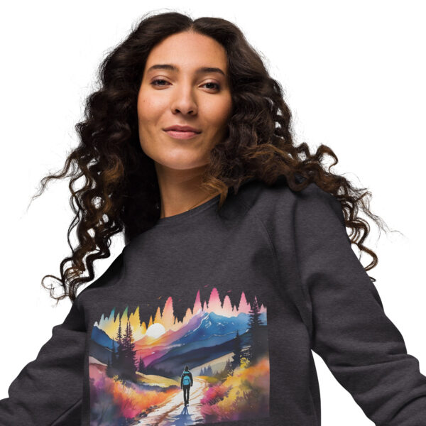 Neon Forest Hike - Unisex organic raglan sweatshirt - Image 8