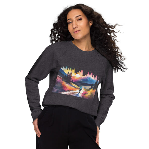 Neon Forest Hike - Unisex organic raglan sweatshirt - Image 7